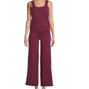 NEW WITH TAGS Tank sweater set with wide leg pants (maroon, size Large)